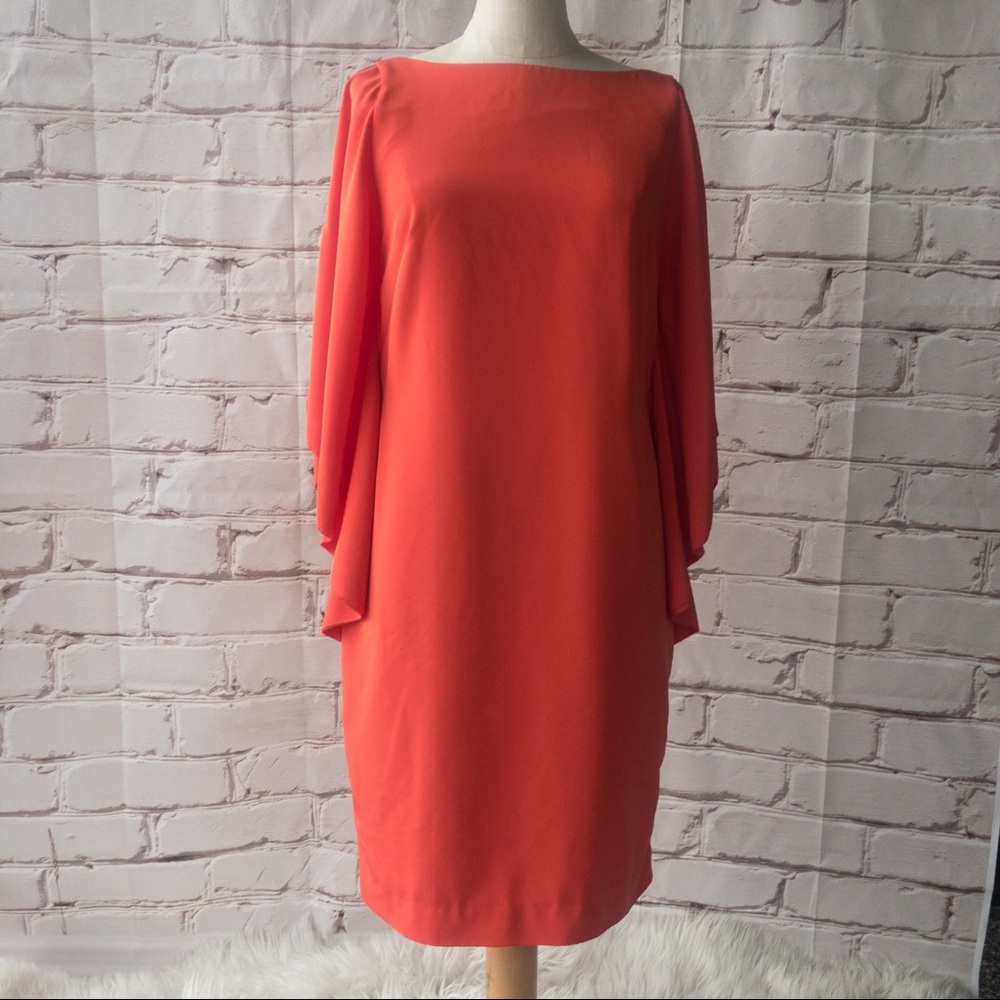 LAUREN Ralph Lauren Orange Cape Overlay Women's Dress Size 4